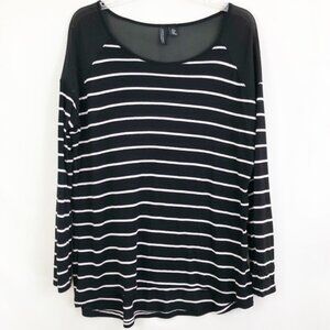 Cynthia Rowley Contrast Stripe Long Sleeve Top M